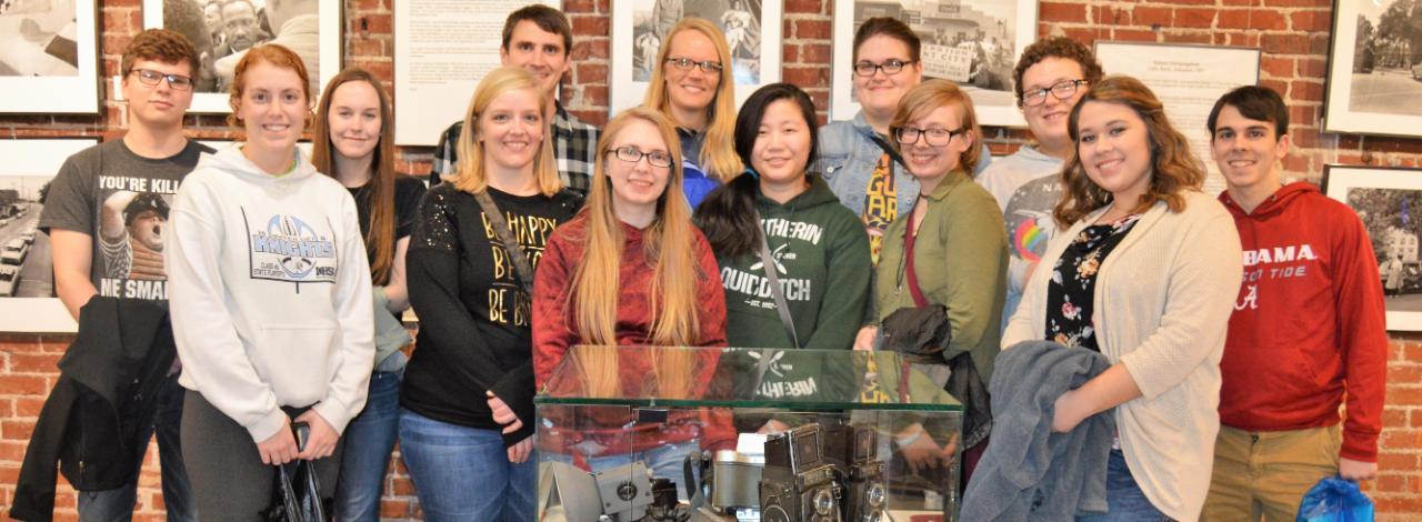 Students posing in civil rights museum