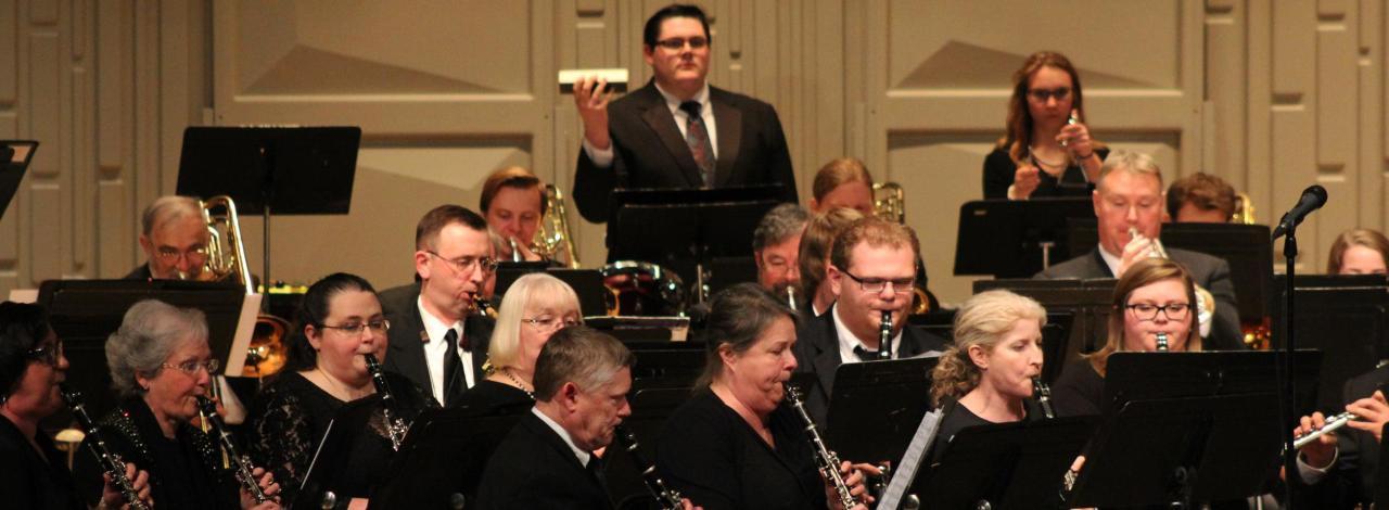 Concert Band members playing instruments