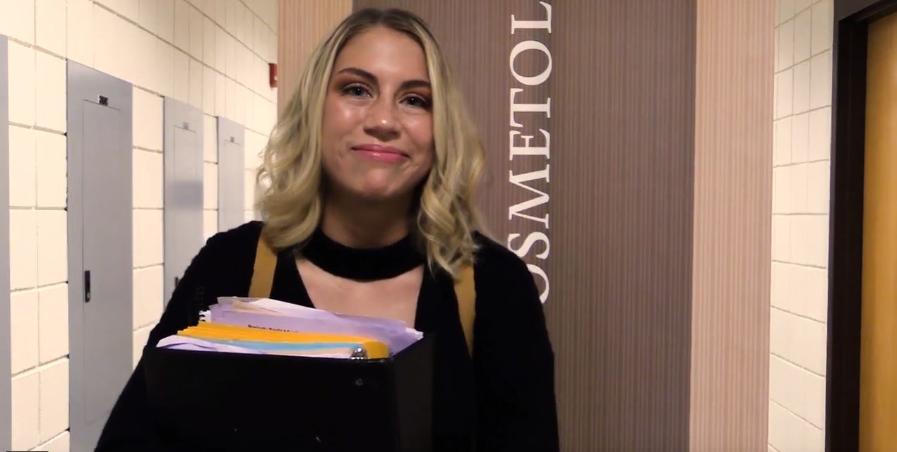 Cosmetology Student showing tutorial