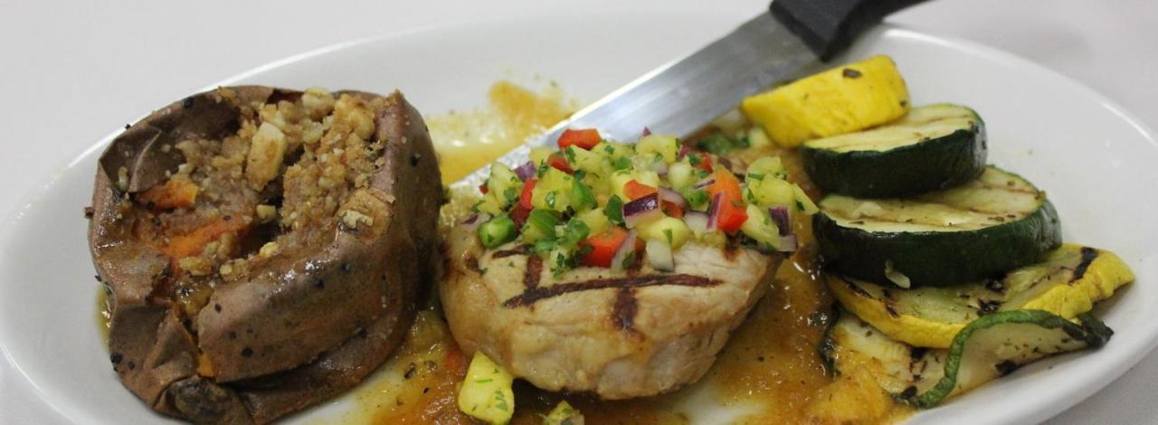 A photo of a meal prepared by the culinary art students.