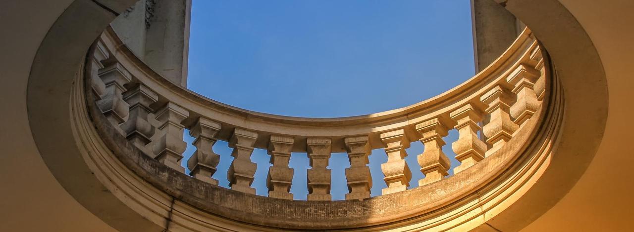 oval railing from below