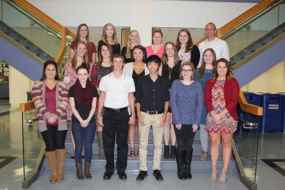 Kaskaskia College's latest Phi Theta Kappa students standing at staircase.