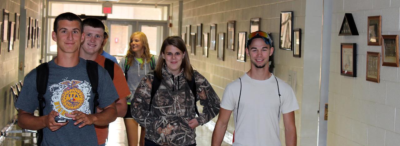 Students walking hallway
