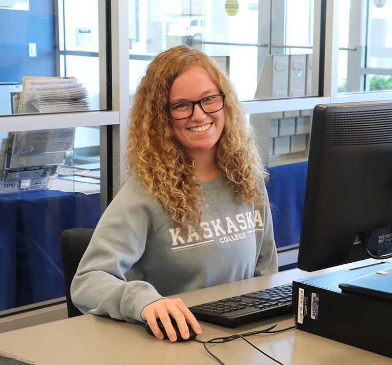 Student working on computer